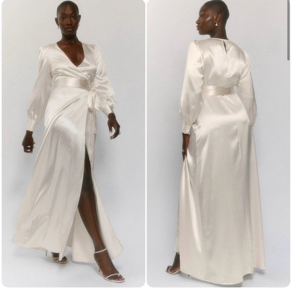 Reformation Rya size Small V-neck Wrap Wedding Dress Maxi NWT
